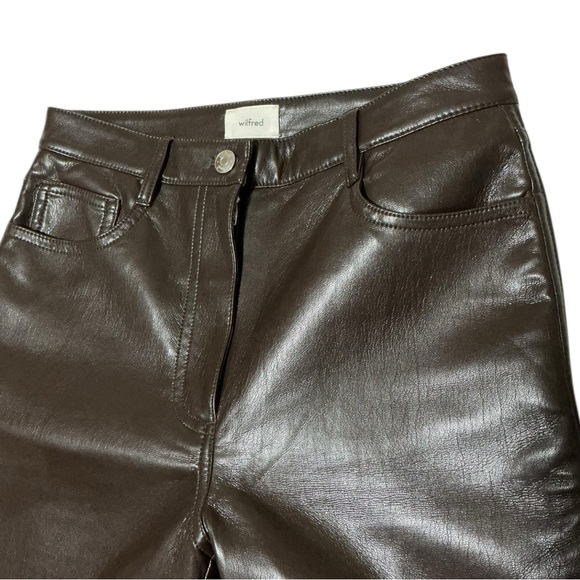 Aritzia Wilfred Dark Brown Faux Leather Pants - Picture 2 of 9